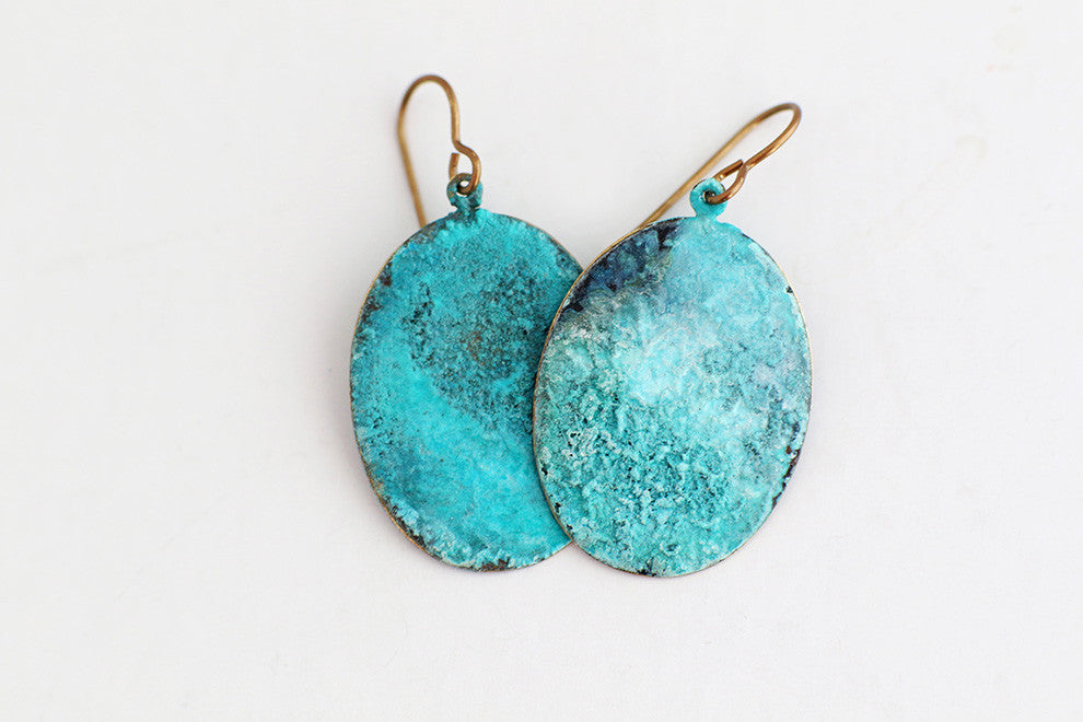 Large Patina Oval Patina Earrings
