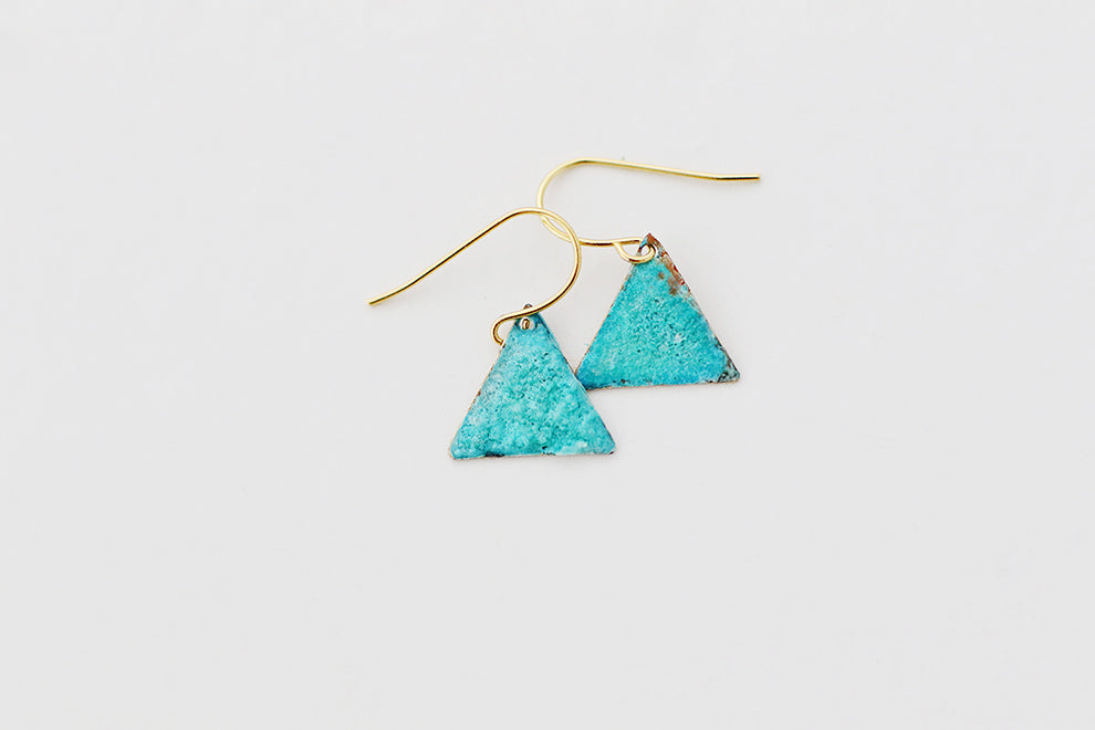 Tiny Triangle Patina Earrings